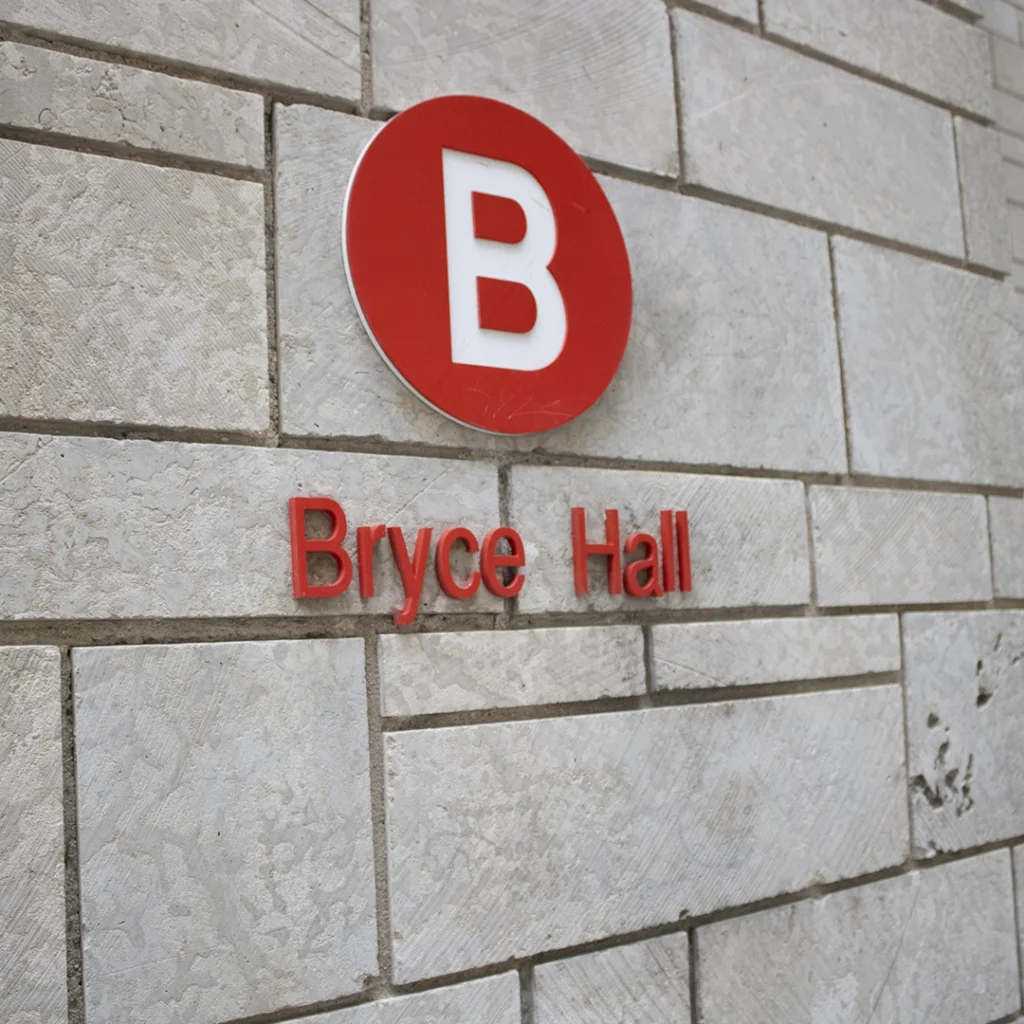 Sign outside of Bryce Hall