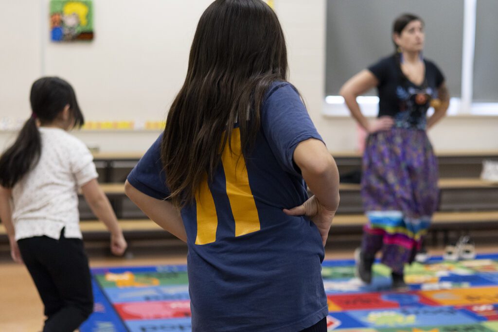 Indigenous dance class at Inkster school