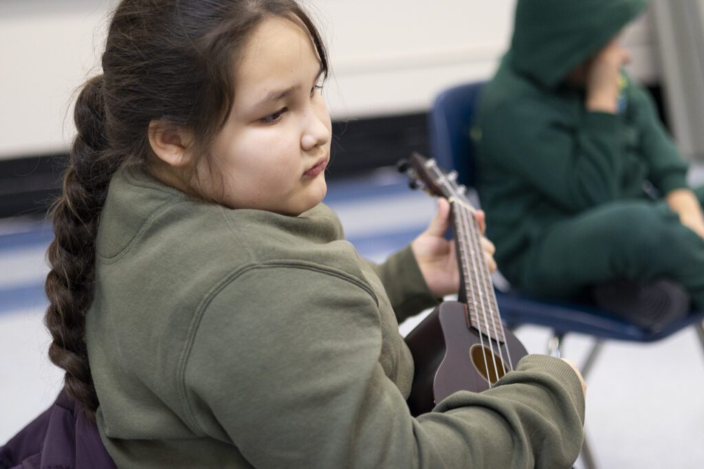 Ukulele class at David Livingstone School