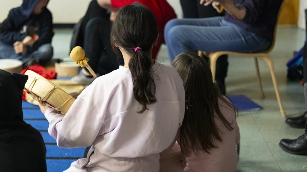 Music Equals Indigenous drumming class