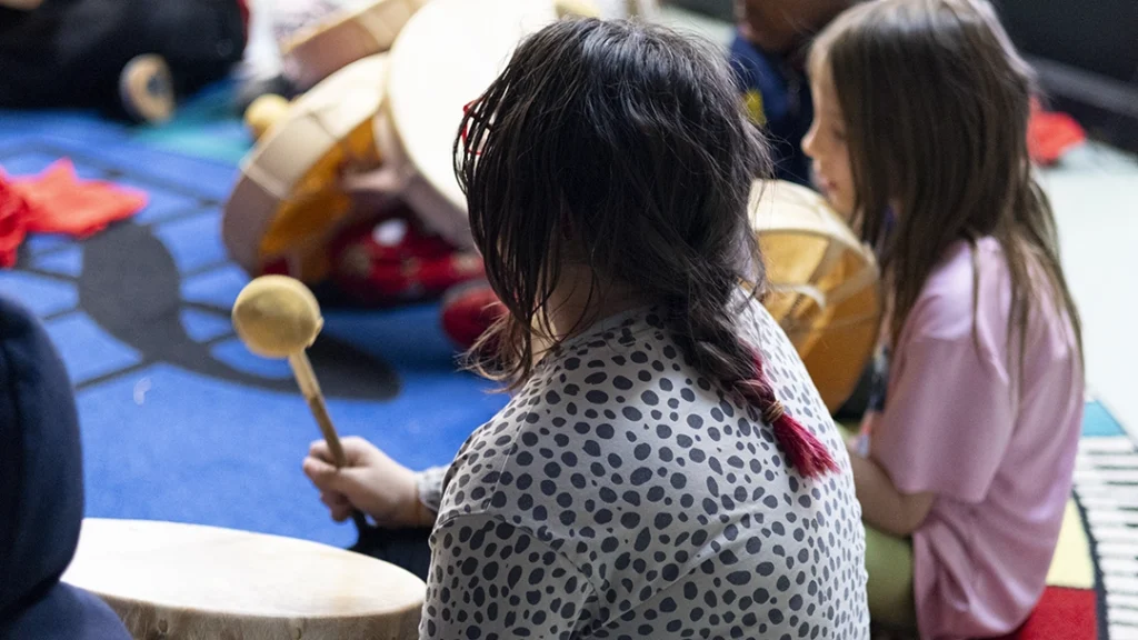 Music Equals Indigenous drumming class